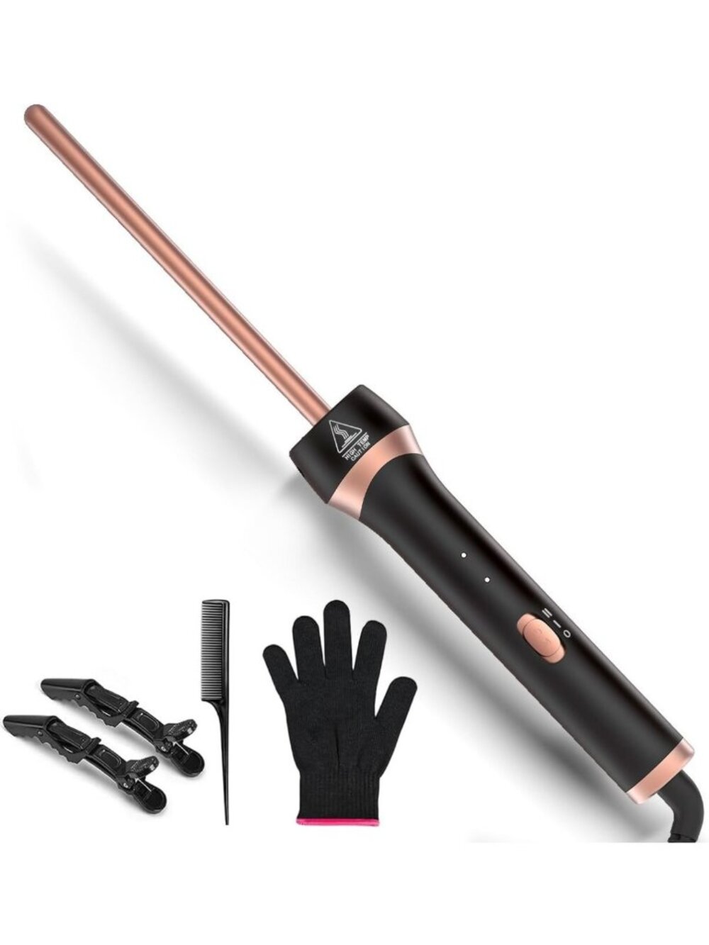Mini Curling Wand 3/8 Inch - Tiny Barrel for Tight Spiral Curls, Dual Voltage